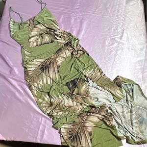 tropical maxi dress with slit